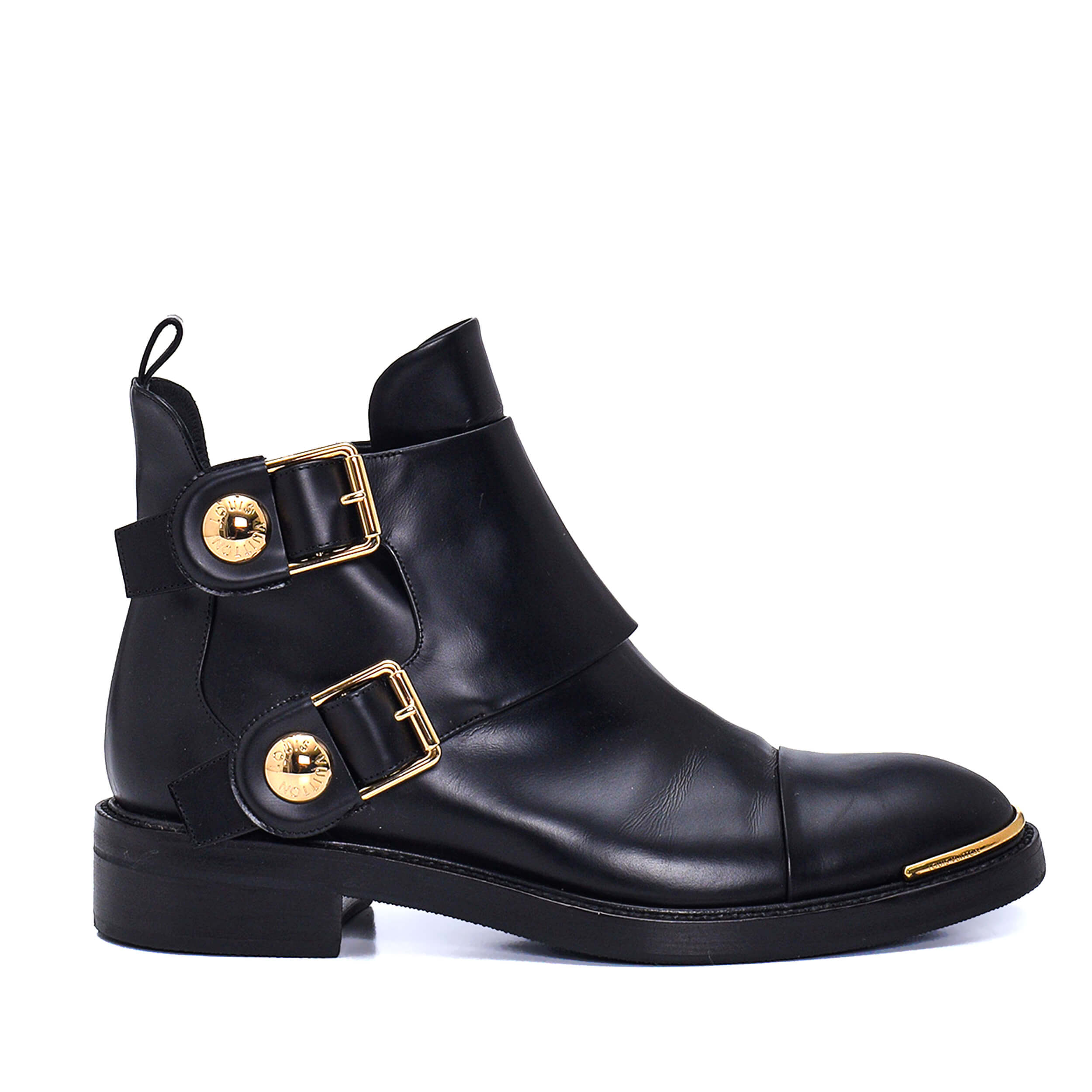 Louis Vuitton - Black leather&Gold Details Boots